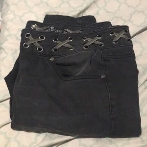 Dark grey jeans w/ waist band detail